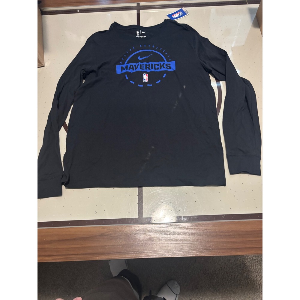 Nike NBA Dallas Mavericks Mens Long Sleeve T-Shirt Black Blue XL DD6111-010 - Picture 2 of 5